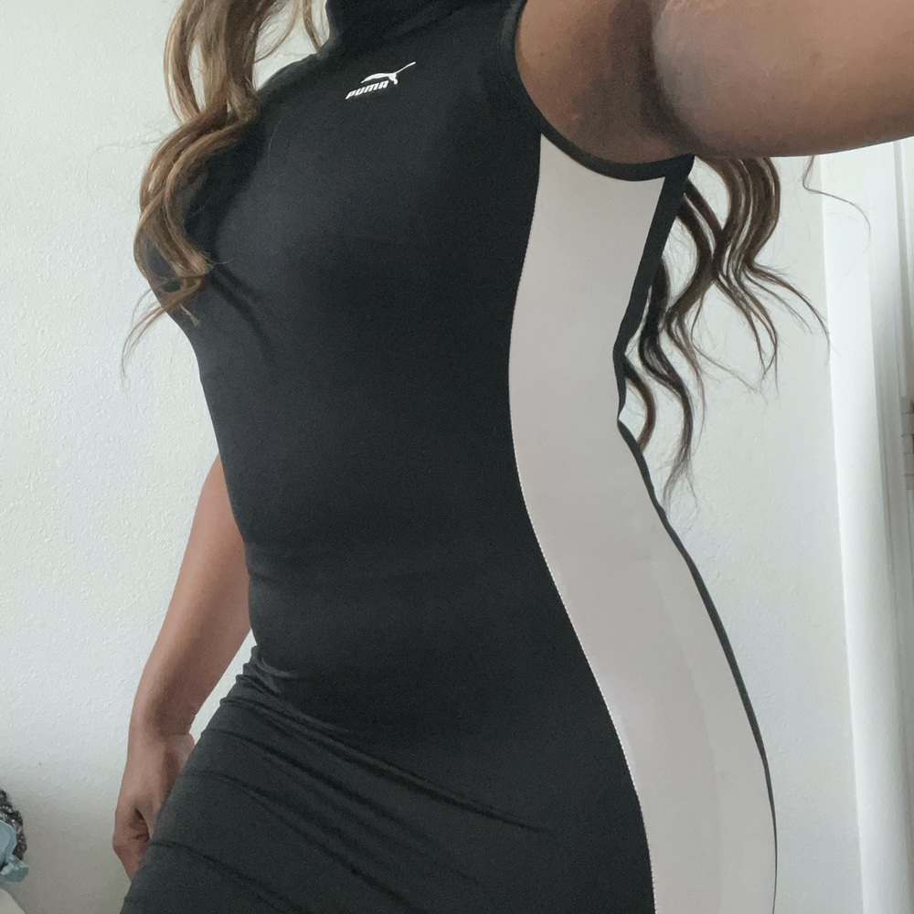 Black striped puma dress